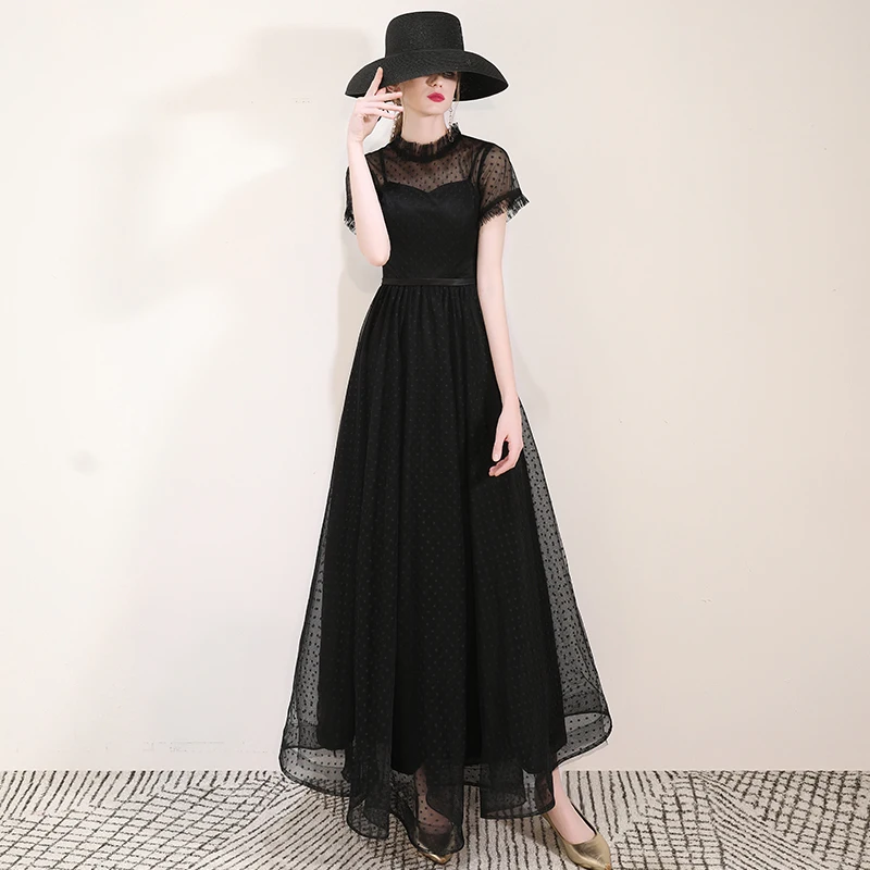 SSYfashion, короткие рукава, молния сзади, длина по щиколотку, тюль, Длинные вечерние платья, на заказ, для вечеринки, выпускного, официальное платье, Vestido De Noche