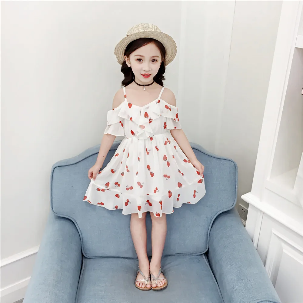 

Girls Summer Dress Casual Style Chiffon Sling Elegant Princess Dress Kids Dresses For Girls Children Clothes 3 4 5 6 7 8 9 Years