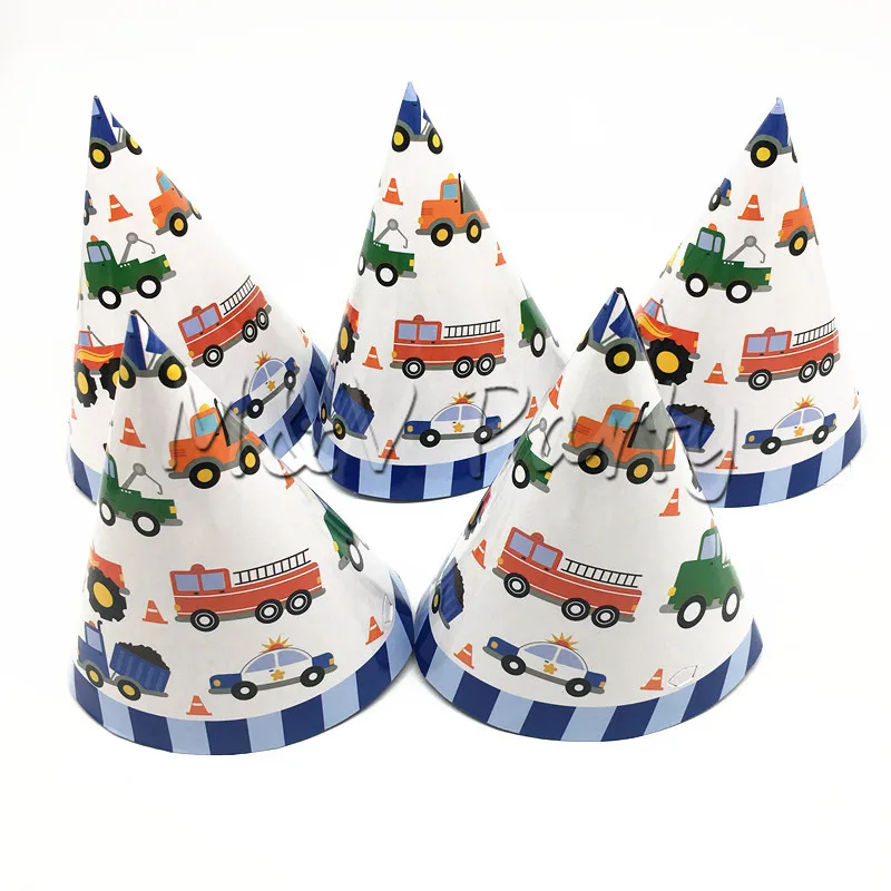 hat 02 6pcs M&V Creative Cartoon Cars Theme Birthday Party Disposable Tableware Set Plate Cup Napinks Baby Shower Party Supplies Decorations - Цвет: hat 02 6pcs