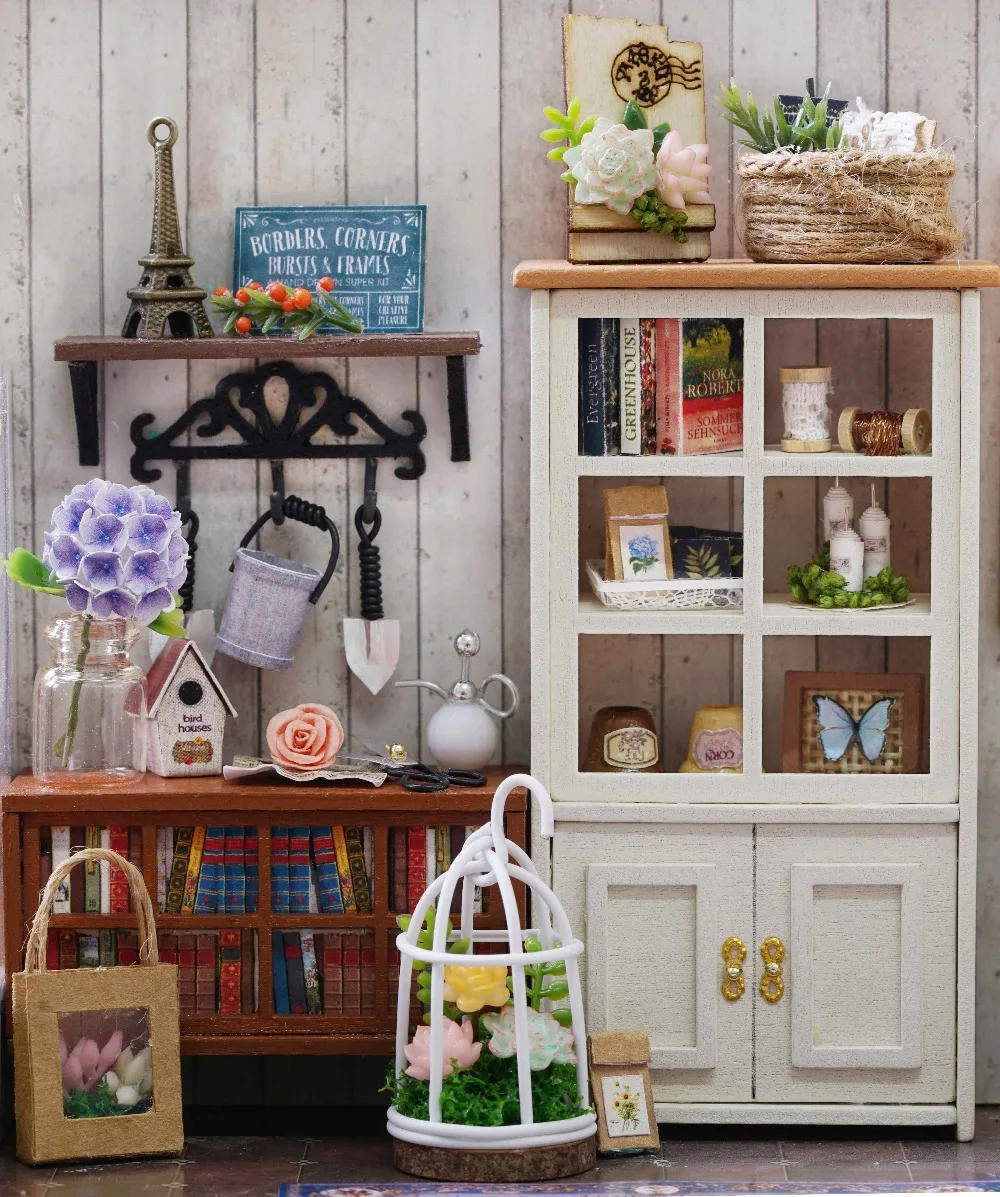 Кукольный дом Diy миниатюрный деревянный пазл кукольный домик на день рождения Рождество Каса Boneca Woodens подарки на год Солнечный свет теплица A063
