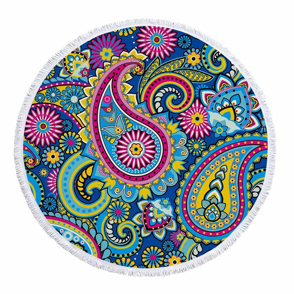 Круглое пляжное полотенце Lannidaa с мандалой в богемном стиле молитвенный коврик