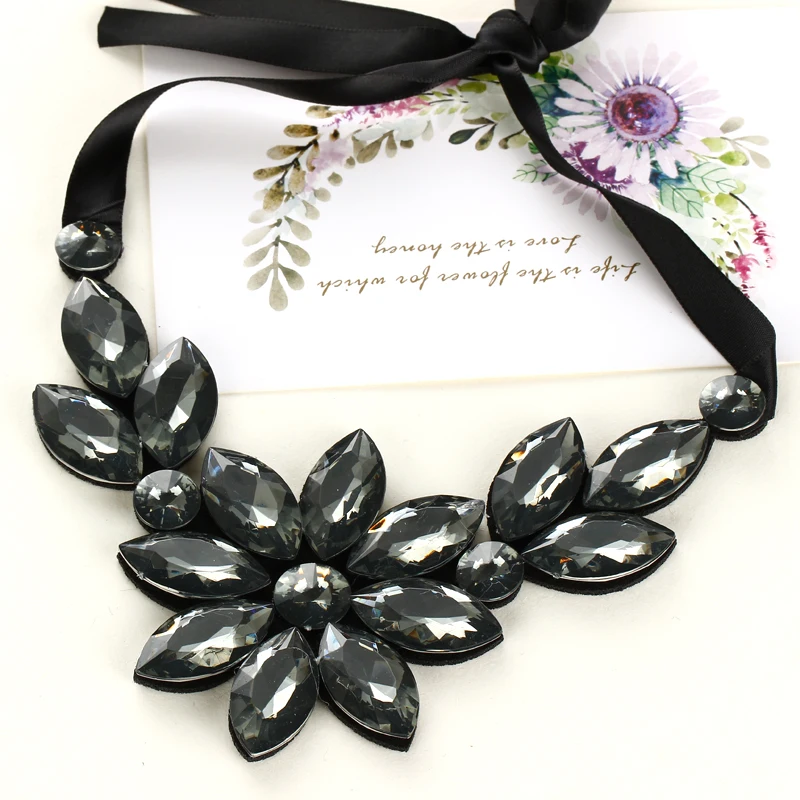 Красочные хрустальные накладные ожерелья-Чокеры ожерелье Черная веревочная