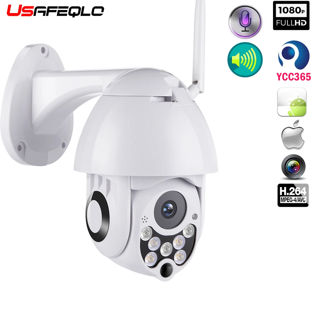 USAFEQLO, 1080 P, PTZ, IP камера, уличная, скоростная, купольная, беспроводная, Wi-Fi, камера безопасности, панорамный наклон, ИК, сеть видеонаблюдения, 1080P
