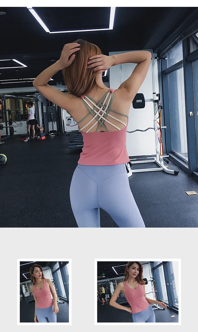 New Sexy Women Chest pad Sleeveless Sports Vest Women Running Fitness Vest Quick-Drying Breathable Yoga Top Sports Shirt