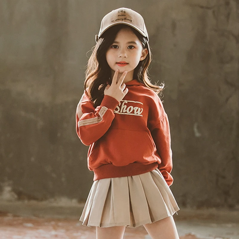 Autumn Clothes For Teenage Girls Of 8 Years Old Teen Clothing Set Skirts Girls Hoodies Kids Sweatshirt Cotton+Pleated Skirt Tide
