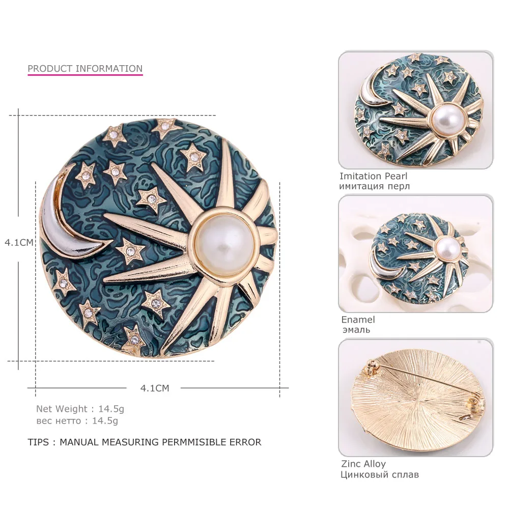 Женские эмалированные Броши MloveAcc в виде круглых солнца луны и звезд | Украшения