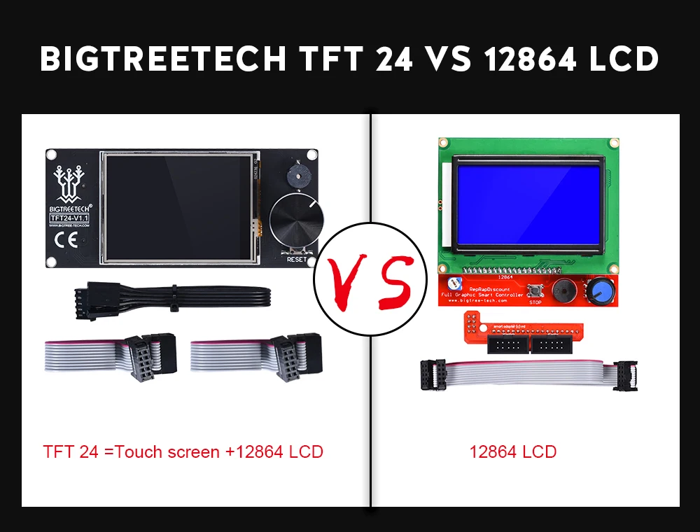 BIGTREETECG TFT24 V1.1 сенсорный экран совместимый 12864LCD дисплей vs MKS TFT2.4 tft35 для SKR V1.3 PRO Ender-3 части 3d принтера