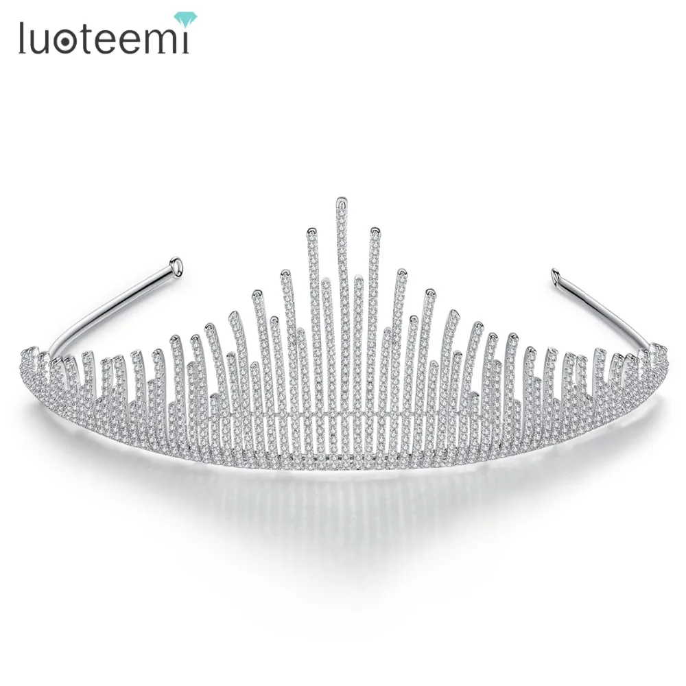 Тиара LUOTEEMI женская с фианитом роскошная Корона аксессуары для волос тиара