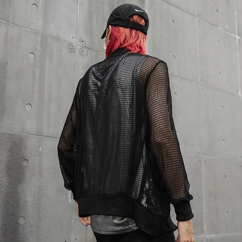 Мужская сетчатая куртка с перфорацией для ночного клуба DJ певица сексуальный