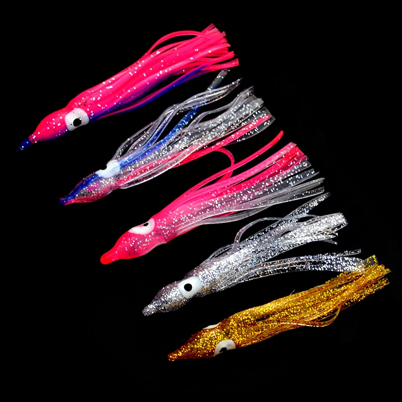 Octopus Skirts Lures 25pcs/set 5 Colors 5cm Saltwater Fishing Trolling Skirted Lure Soft Plastic Jig Glitter Bait | Товары для