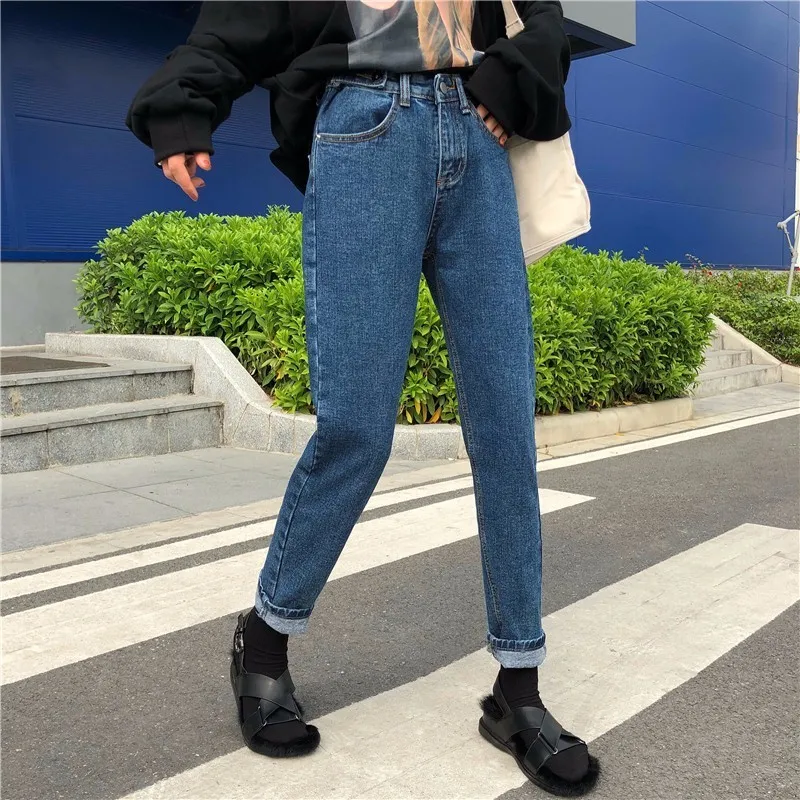 XIZIHUPAN Boyfriend Jeans For Women High Waist Straight Loose Full Length Pants Female Button Trousers Korean Clothes Fashion |