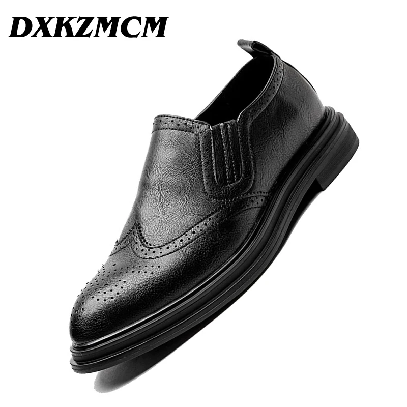 DXKZMCM/Мужские модельные туфли; стильные кожаные свадебные туфли с перфорацией типа «броги» ручной работы; мужские кожаные оксфорды на плоской подошве; официальная обувь