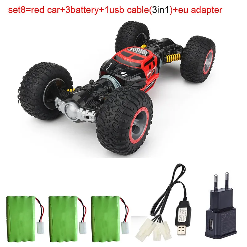 LS RC автомобиль 4WD грузовик масштаб двухсторонний 2,4 ГГц один ключ трансформация вездеход варанид скалолазание автомобиль пульт дистанционного управления игрушка - Цвет: set8 red 3battery