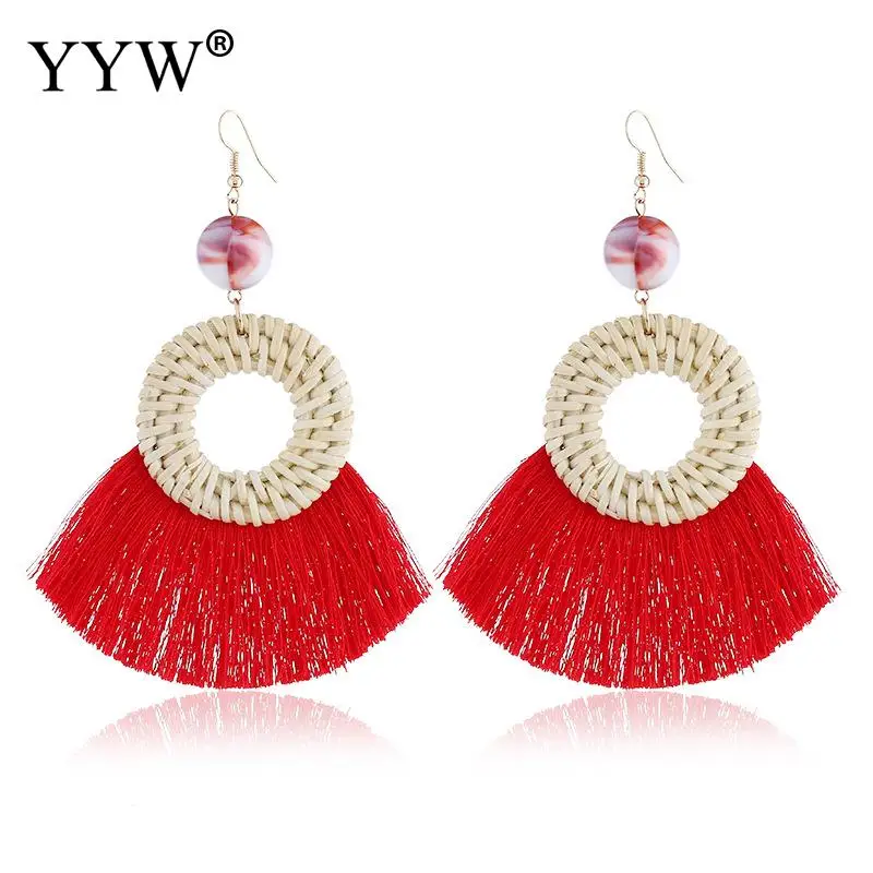 Модные Плетеные висячие серьги YYW с кисточками для женщин вырезами эффектные