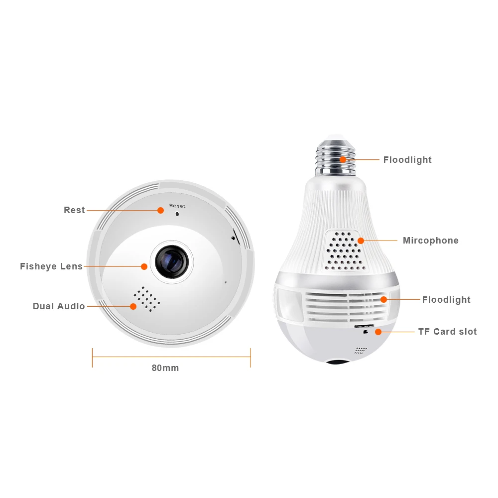 Full HD 960P Wifi лампа камера безопасности панорамная 360 градусов рыбий глаз CCTV