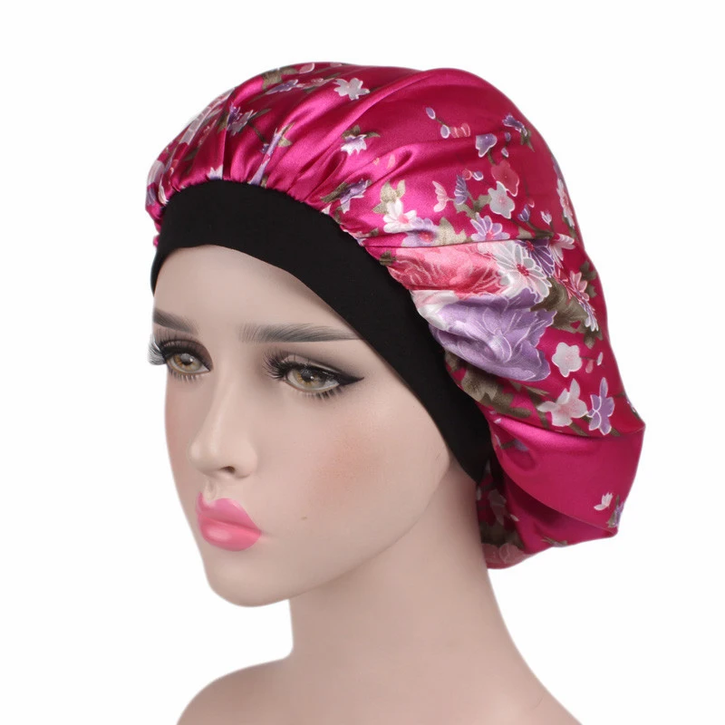 

Women Hair Care Night Sleep Hats Satin Flower Bonnet Cap Beanies Silk Caps Head Wrap Ladies Skullies Fashion New Hot Sale