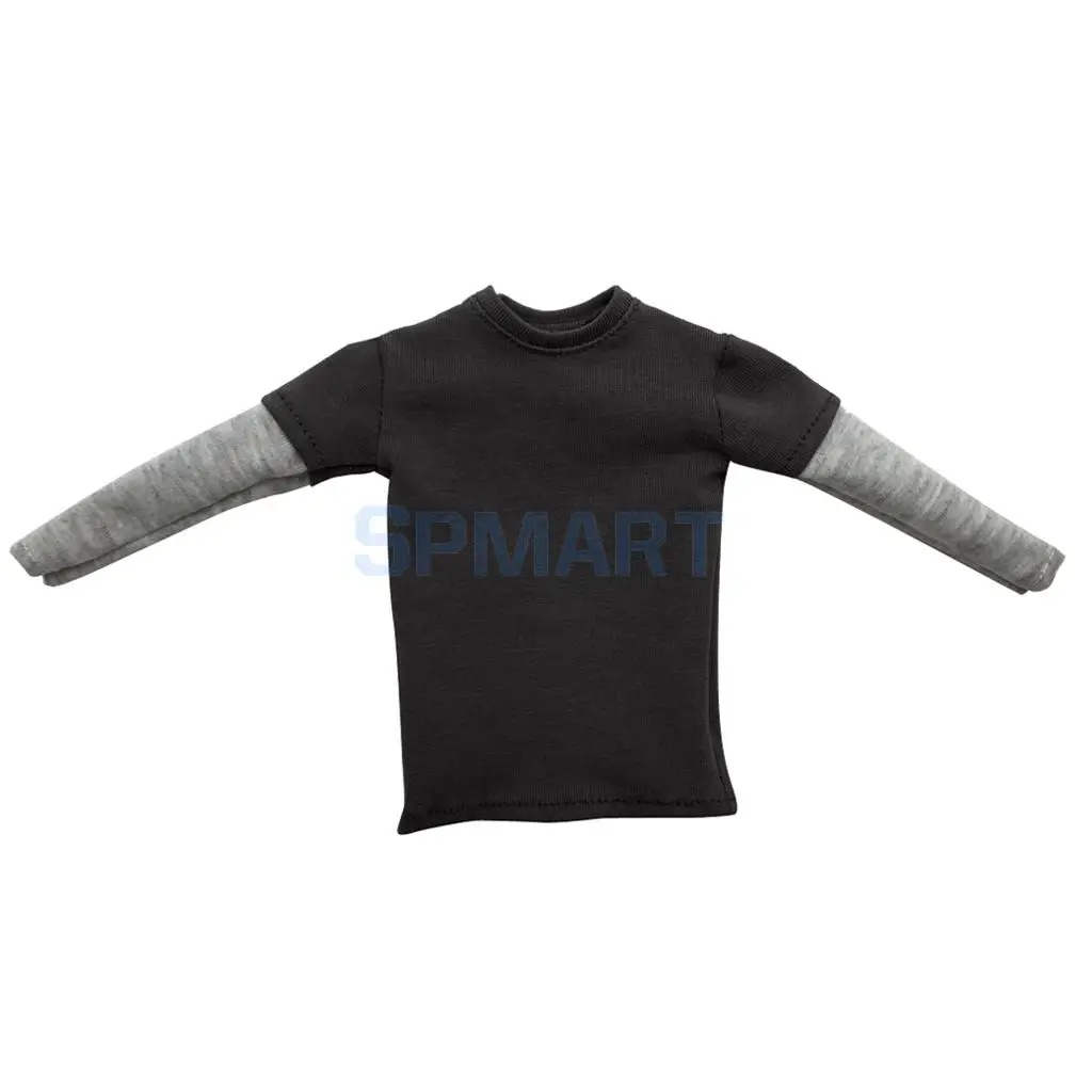 Dark Gray 1/6 масштабная мужская длинная футболка с двойным рукавом, верхняя одежда для 1" мужских горячих игрушек, аксессуары для экшн-фигурок - Цвет: Dark Gray