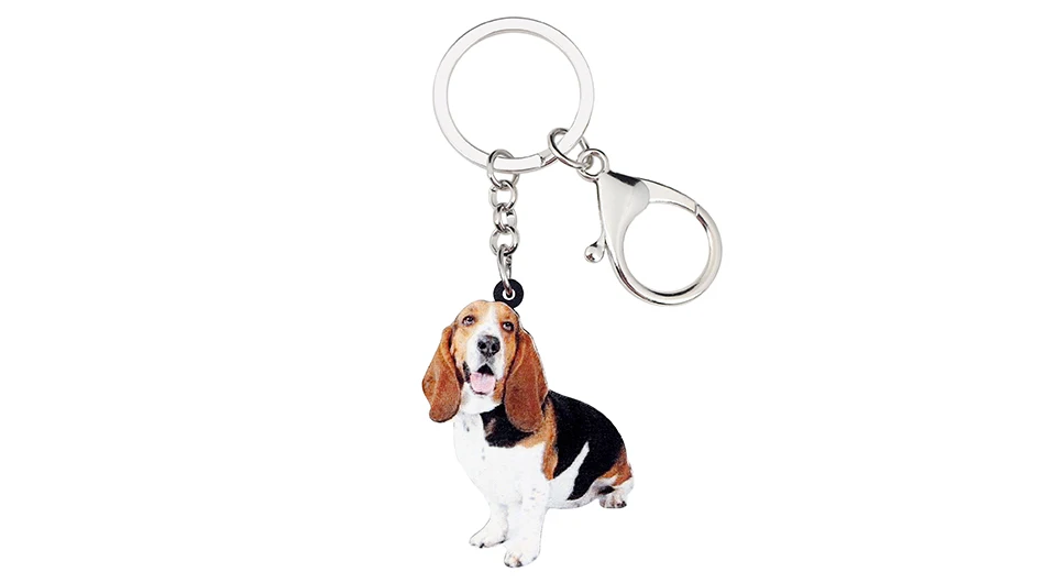 WEVENI Statement акриловый Basset гончая собака брелок для ключей кольцо животное ювелирные изделия для женщин девушка женская сумка автомобиля шармы для вечеринки подарок