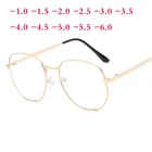 Очки для близорукости мужскиеженские, винтажные, с металлическими многогранными линзами, от-1 до-1,5-2,0-2,5 до-6,0