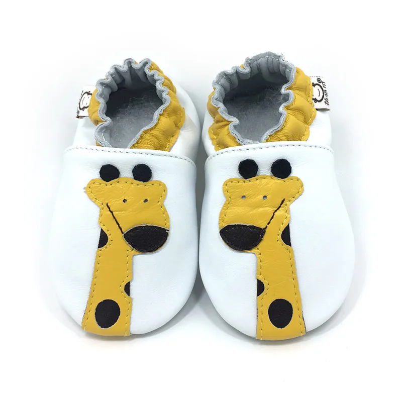 giraffe1 Мультяшный узор из натуральной кожи мокасины для новорожденного Младенческая малышка девочка мальчик первые ходунки мягкая подошва Нескользящие Prewalkers - Цвет: giraffe1