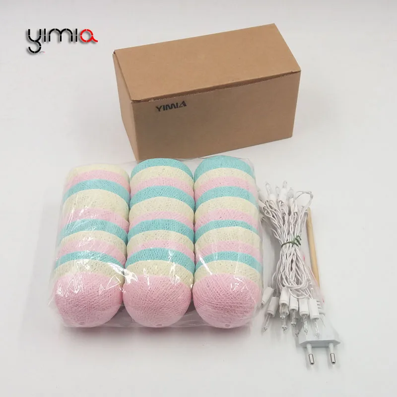 

YIMIA 20/35 Cotton Ball LED Lights String Holiday Party Fairy Lighting Christmas Lights indoor Outdoor Garland Baby Night Light