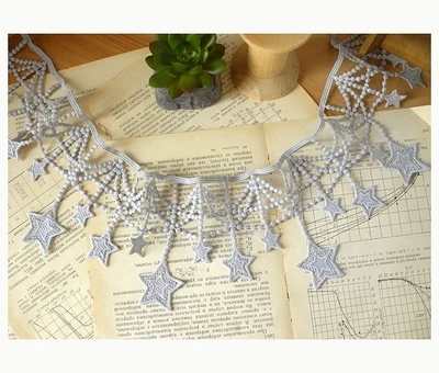 light grey Звезды золотые кисточки кружева бахрома Кружева отделка ленты костюм домашний текстиль Шторы Декор планки Одежда Аксессуары для шитья - Цвет: light grey