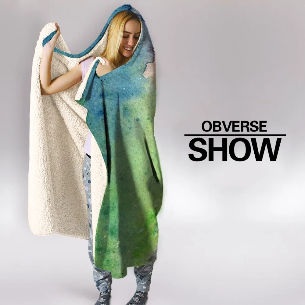 NEW 3D Printing Throw Hooded Blanket Fashion Wolf Animal Wearable Warm Cobertor Fleece Bedding Office Quilts Soft Adults Travel | Дом и сад