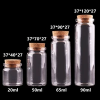 24pcs 20ml 50ml 65ml 90ml small glass bottles with cork stopper empty spice bottles jars gift crafts vials