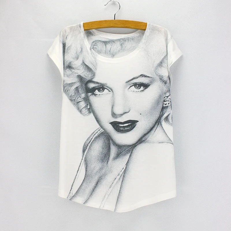 Женская футболка с принтом Monroe летняя коротким рукавом и круглым вырезом|tees