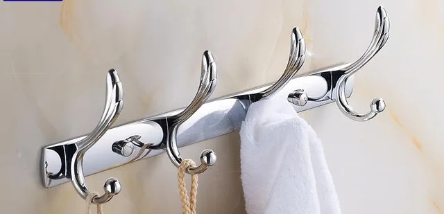 Robe hooks Хрустальный держатель для полотенец silverполотенец, держатель для туалетной щетки, полка для ванной комнаты, держатель для бумаги, двойной держатель для стаканов, аксессуары - Цвет: Robe hooks