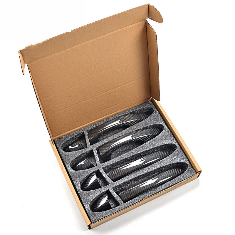 Авто внешний углеродное волокно сделанное покрытие ручки двери Наклейка