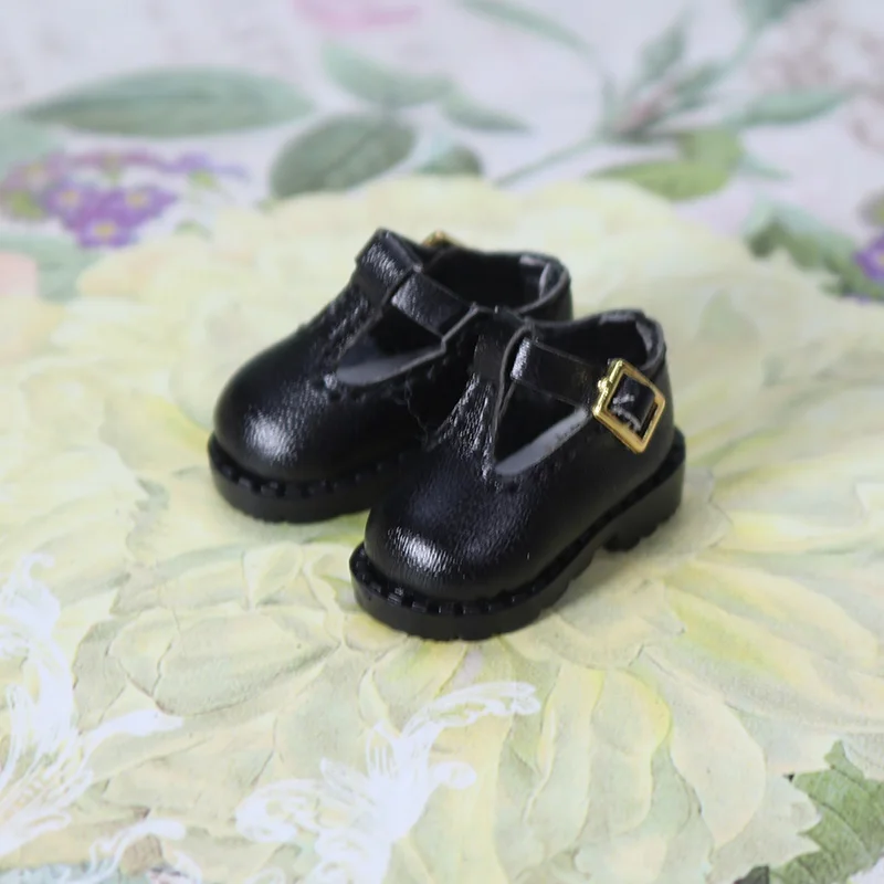 Black Shoes for 1/6 Blyth doll cute leather shoes 3.3cm in six colors suitable for JOINT body Free shipping - Цвет: Black