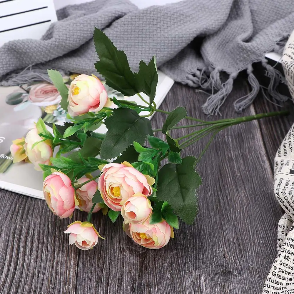 6 веток Элегантный Искусственный шёлковый пион цветок искусственный яркие