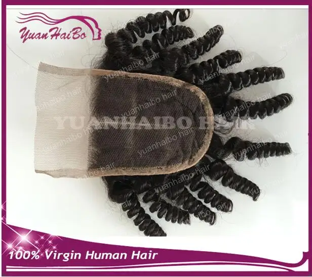 wholesale! grade7a quality 1b# virgin indian hair curly lace closure for women free shipping |