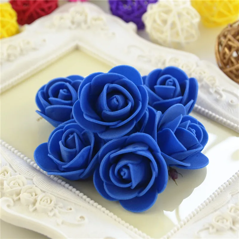 Royal blue 50 шт./пакет многоцветный Мини из вспененного полиэтилена, голова искусственный, созданный вручную розовое головы, сделай сам, свадебное украшение дома фестиваль вечерние поставки - Цвет: Royal blue