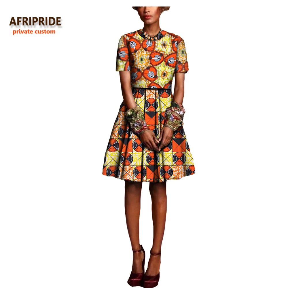 Женский костюм из 2 предметов AFRIPRIDE топ с коротким рукавом + Плиссированное Платье