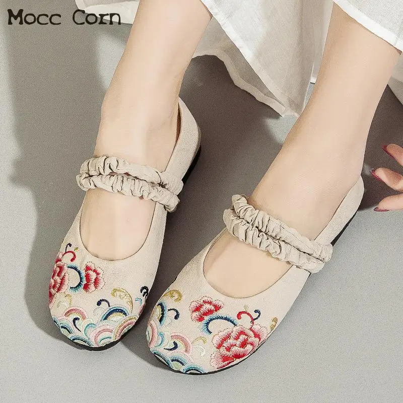 Модная женская обувь на плоской подошве женские балетки Тканевая в стиле старого