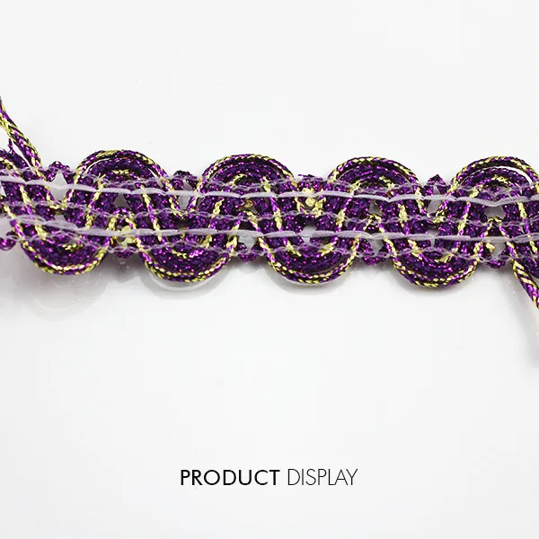 Украшенная бисером блестящая фиолетовая ткань с блестками плетеная аппликация