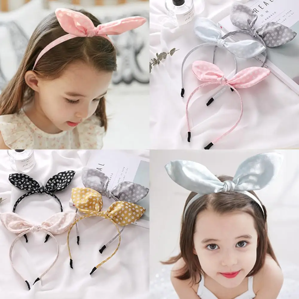 Милый ободки с кроличьими ушками в горошек 1 шт. головной убор ободок бантиком для