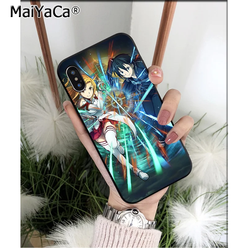 MaiYaCa аниме меч искусство онлайн ТПУ Мягкие аксессуары для телефона чехол iPhone X XS MAX