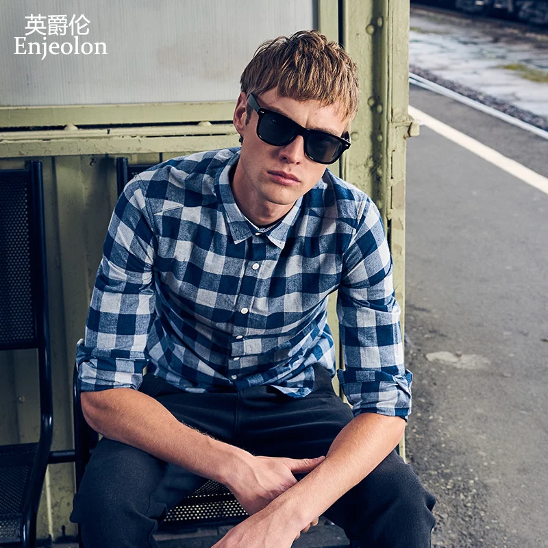 Enjeolon брендовая Весенняя Мужская рубашка повседневные рубашки мужская блуза