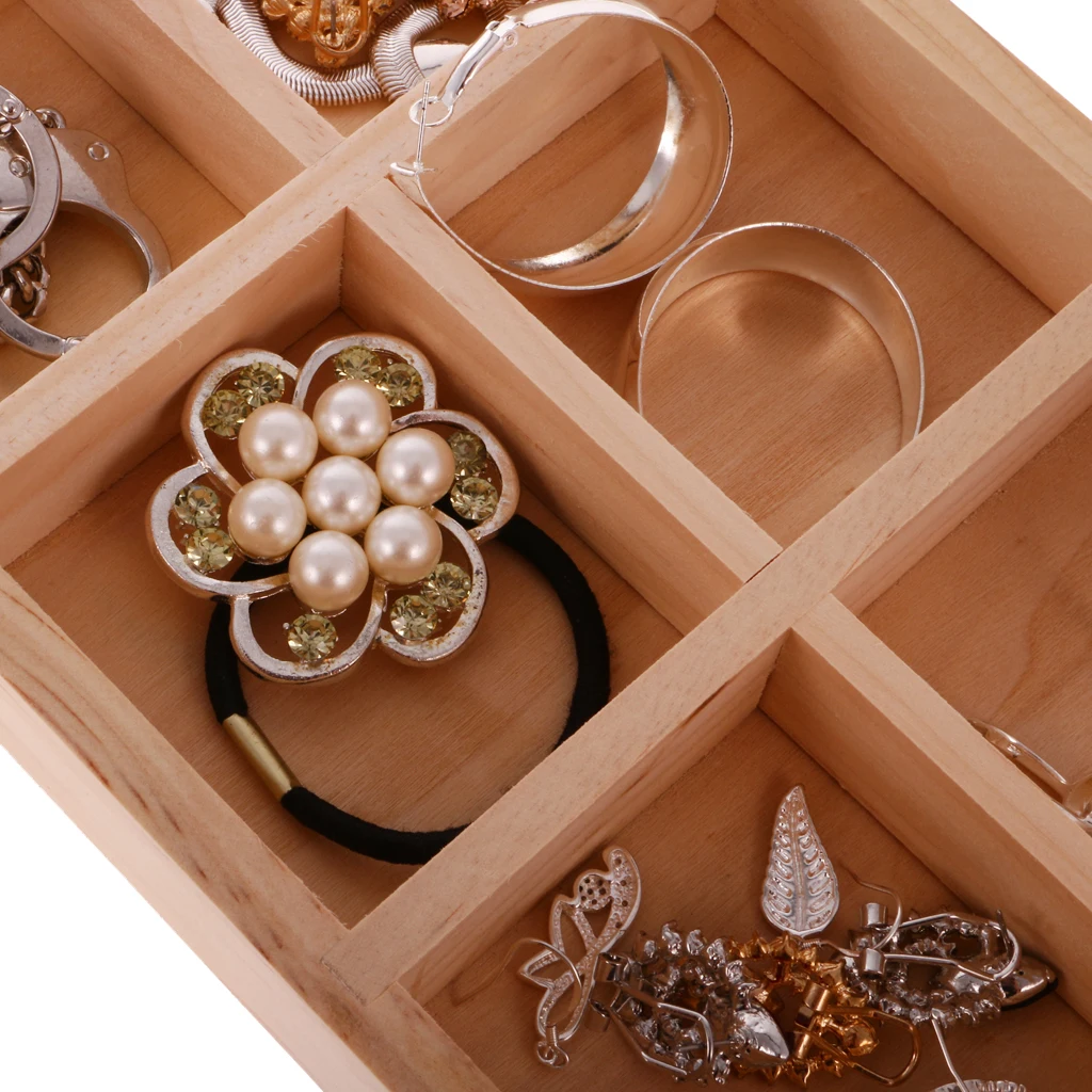 Unpainted Plain Wooden Tiny Tool Jewllery Storage Box 6 Grids Keepsake Gift | Украшения и аксессуары