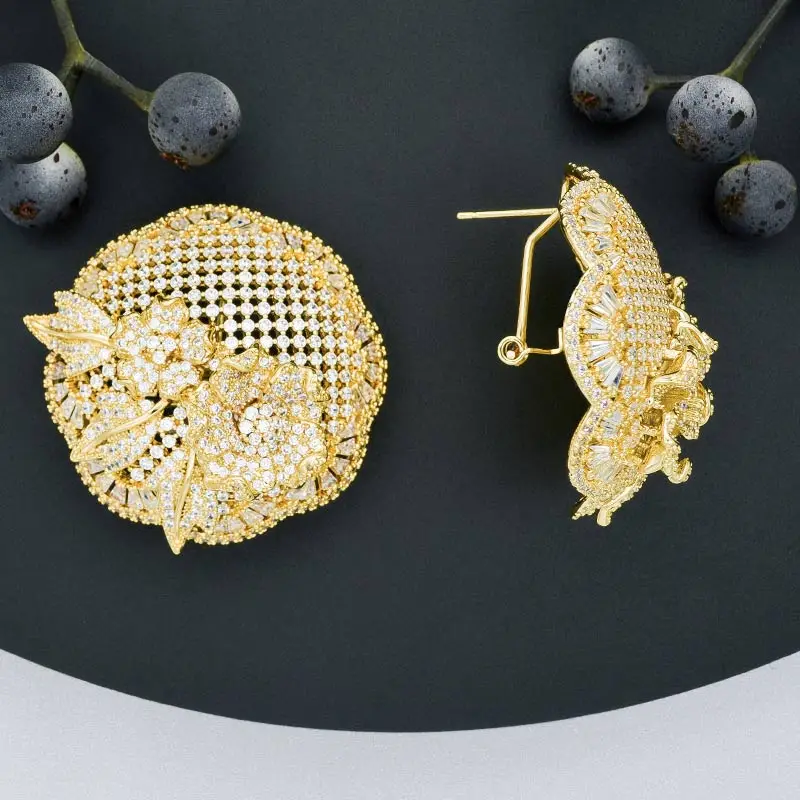 ModemAngel Роскошная серьга в форме цветка для женщин помолвка Свадьба полный микро