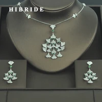 hibride new fashion design cubic zirconia pave wedding jewelry sets for women gifts earring necklace set factory price n 320