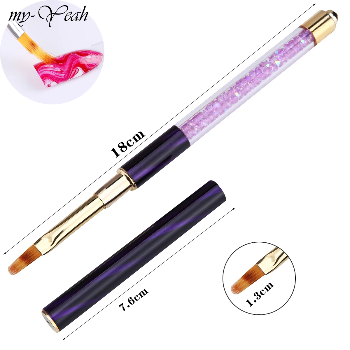 my-Yeah Nail Art Multipurpose Cat Eye Rhinestone Paint Brush Kit Acrylic Gel Polish Extension 3D Liner Flower DIY Gradient Pens