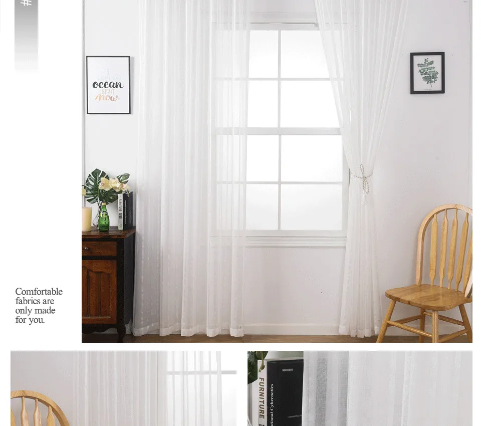 ICECUR Brown/White/Cream All-match Stripe Sheer Modern Curtains For Living Room Tulle Curtain for Bedroom Kitchen Window Voile