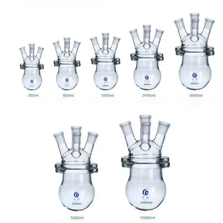 Стеклянная колба реактор Boro медицинского класса с круглым дном 1000 мл/2000 мл тремя