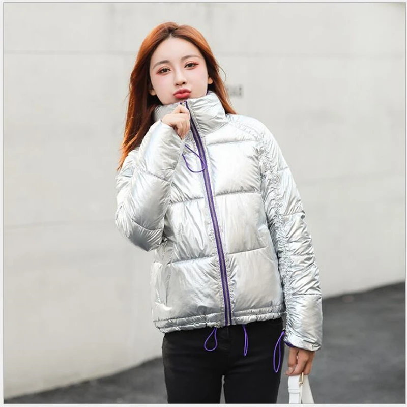 

Winter Jacket Women parka Light Long Sleeve Warm Slim Couple Coat Parka Female Solid Glossy Outwear abrigos mujer invierno R197