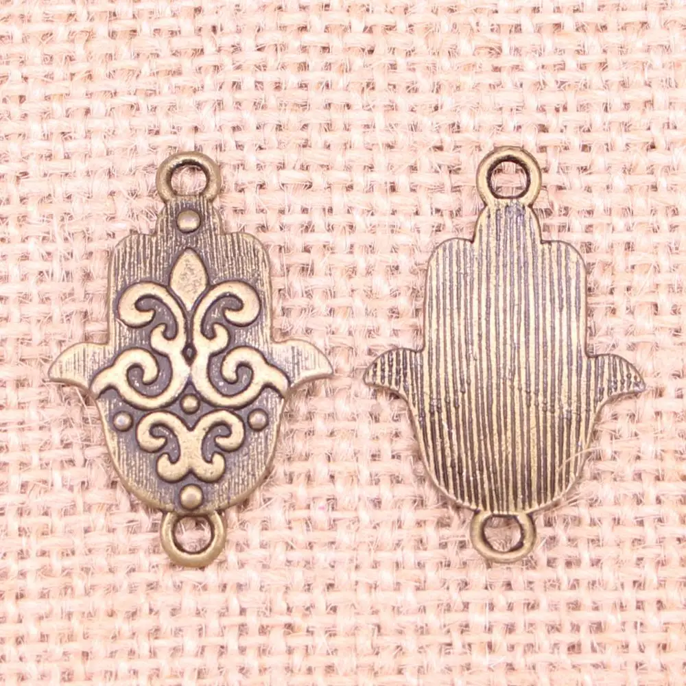 

48pcs Jewelry Charms hamsa palm protection 34x23mm Antique Bronze Plated Pendants Making DIY Handmade Tibetan Bronze Jewelry