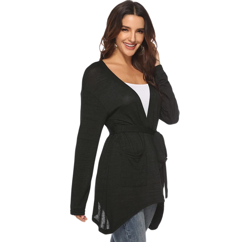 Women Thin Cardigan Long Sleeve Loose Asymmetric Hem Outerwear Coat |
